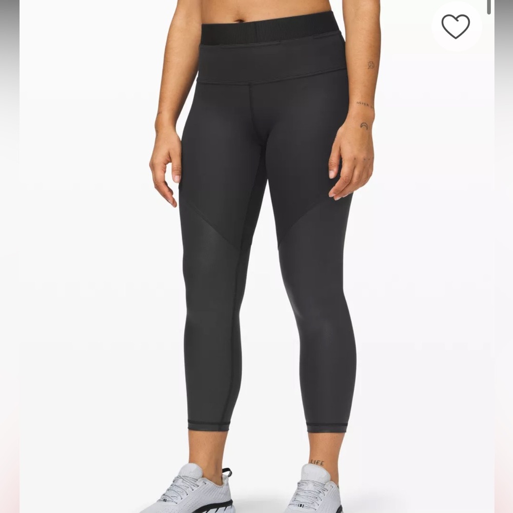 Lululemon Power Position HR Tight 25” Size 4 Matte Black Foil BLK/MKFL 01565